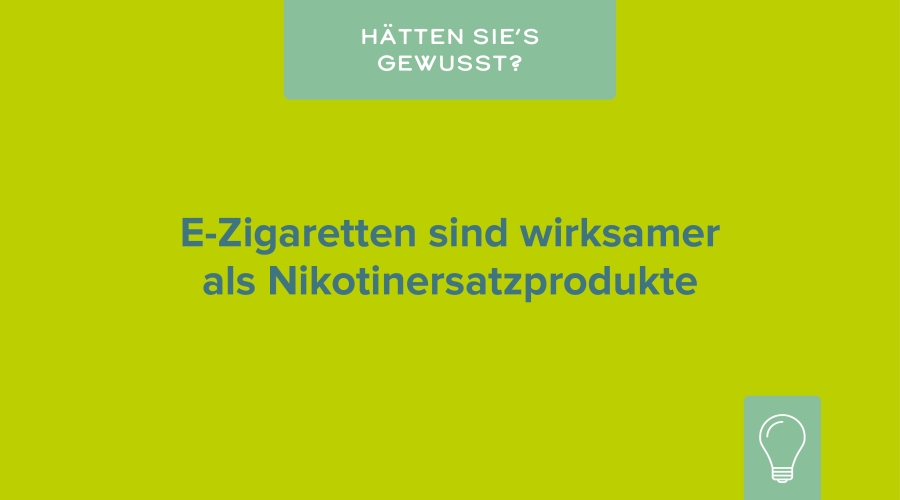 E-Zigaretten sind wirksamer als Nikotinersatzprodukte