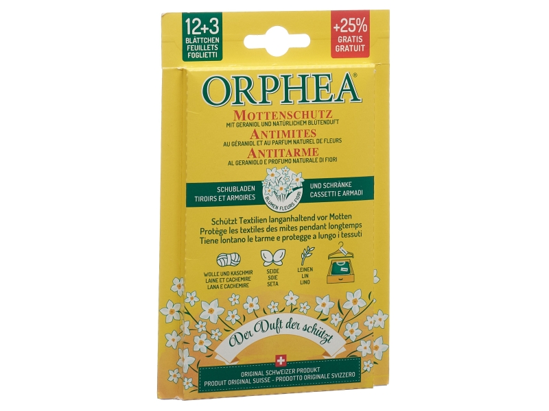 ORPHEA feuilles antimite fleurs 12 + 3 pièces (action)